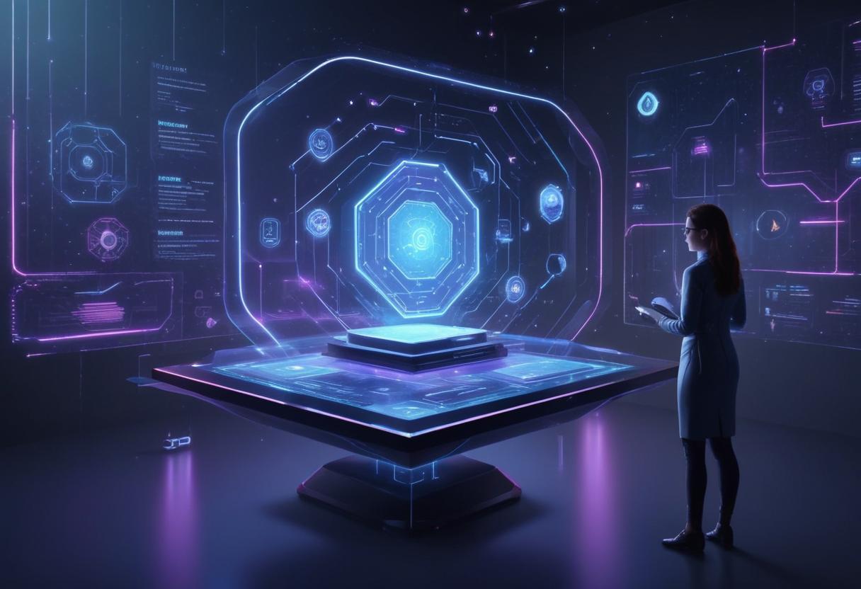 Stylized representation of AI technology enhancing a student's educational experience.